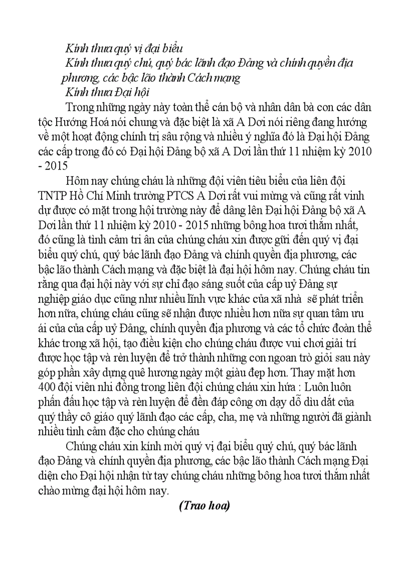 Chào mừng dại hộ đảng bộ xã