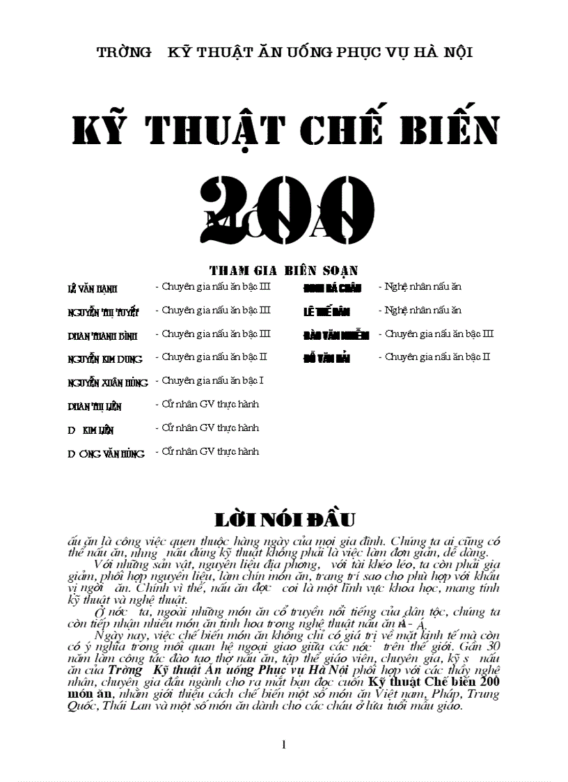 Chế biến 200 món ăn