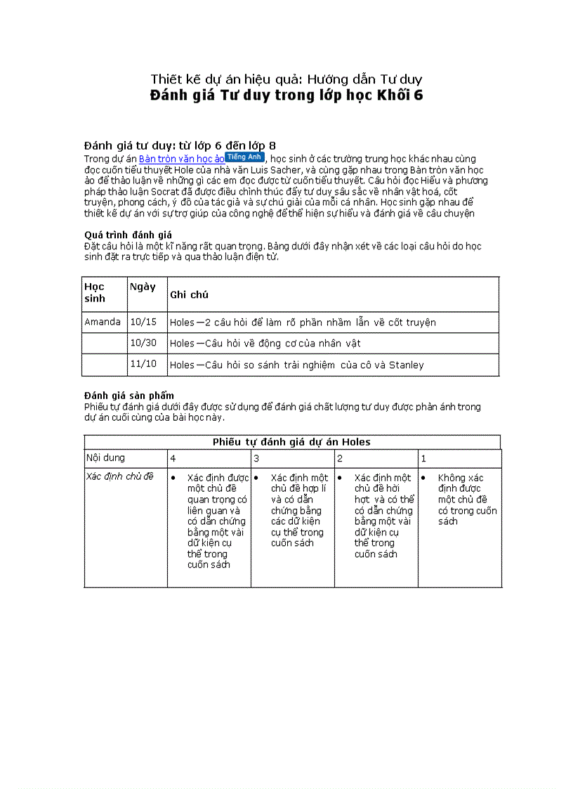 Đánh giá tư duy học sinh 6 8