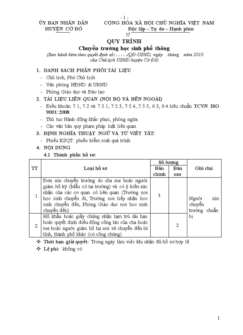 Chuyển trường học sinh phổ thông