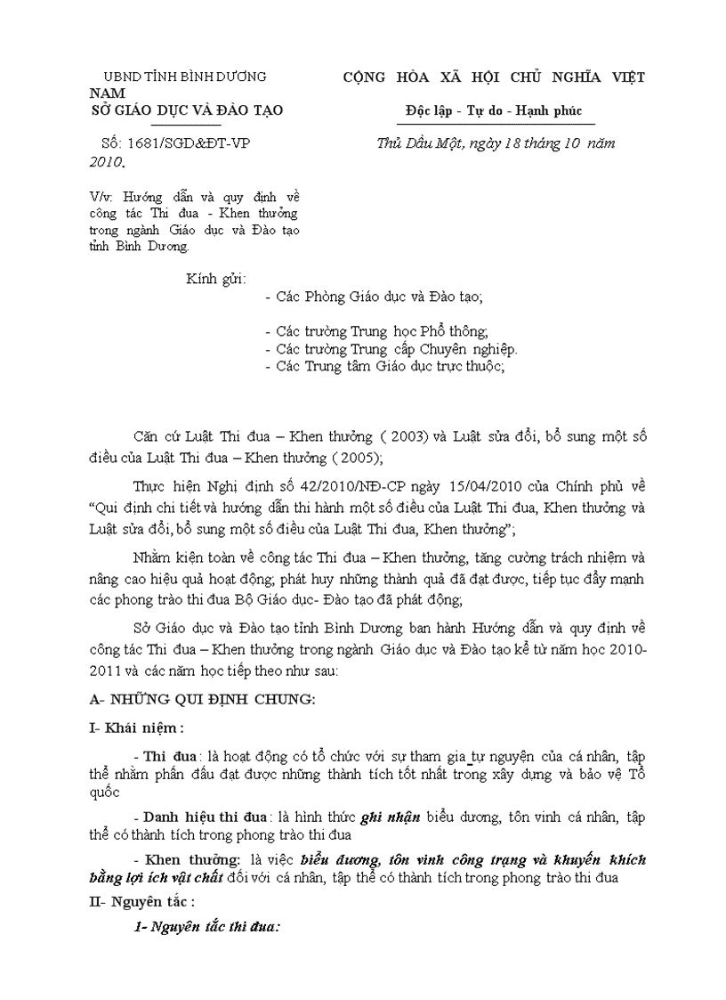 Công văn 1681 của SGDĐT