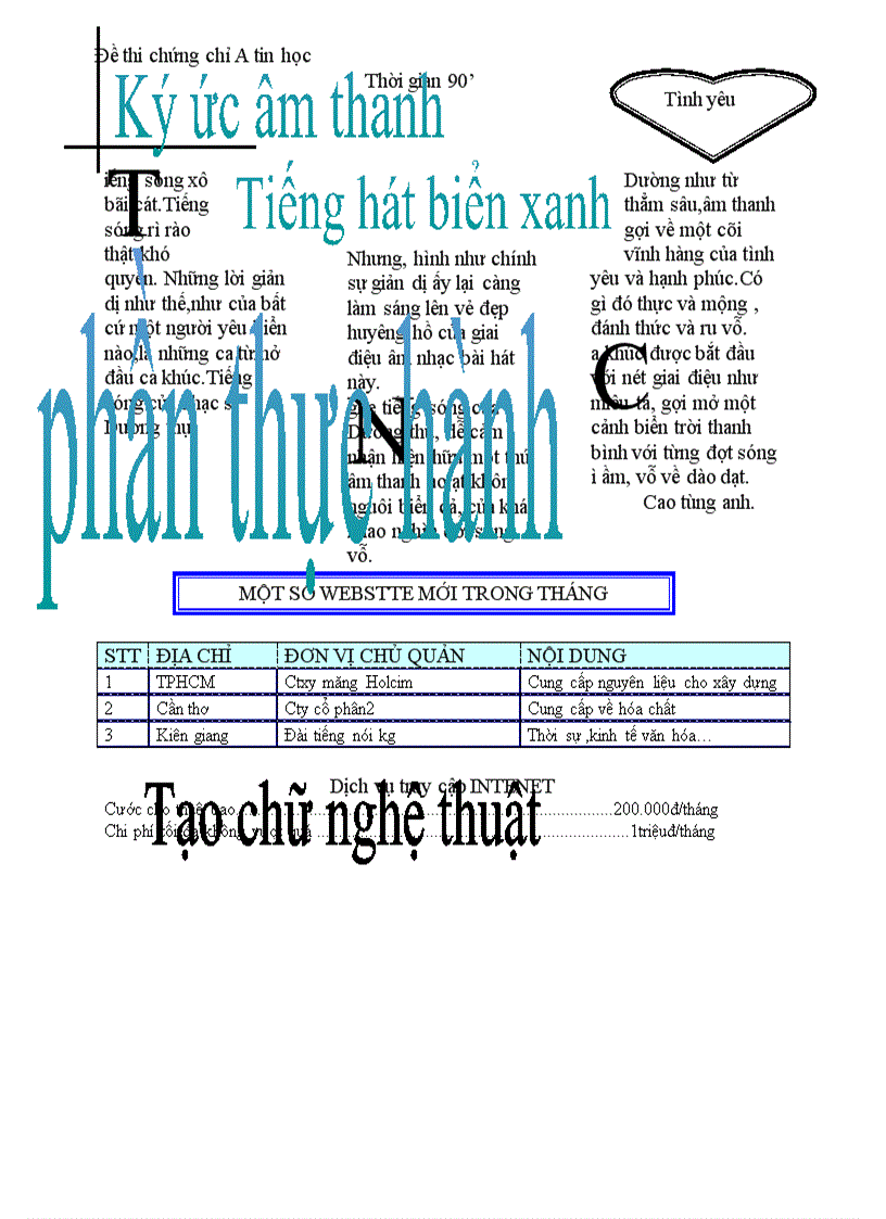 Đề thi chứng chỉ tin học