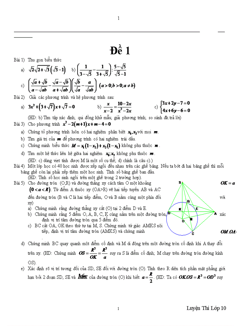 Đề thi lớp 10