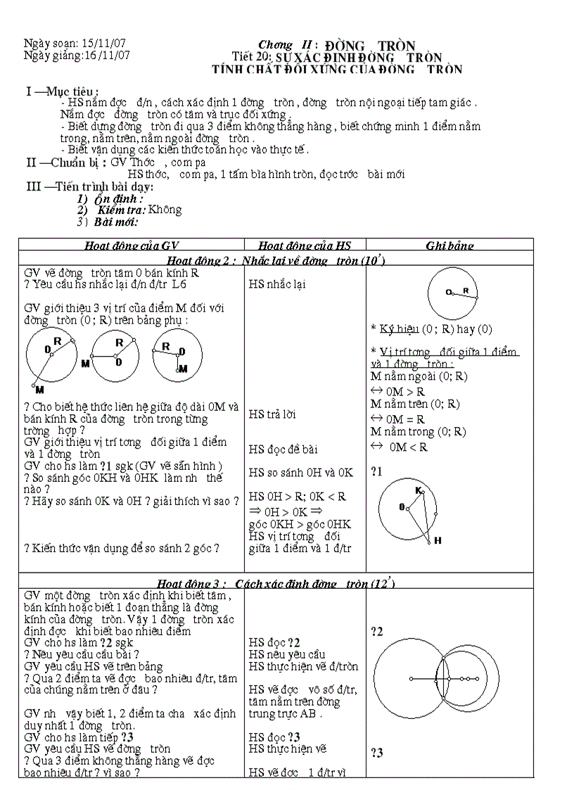 Giáo án Hình 9 chương II