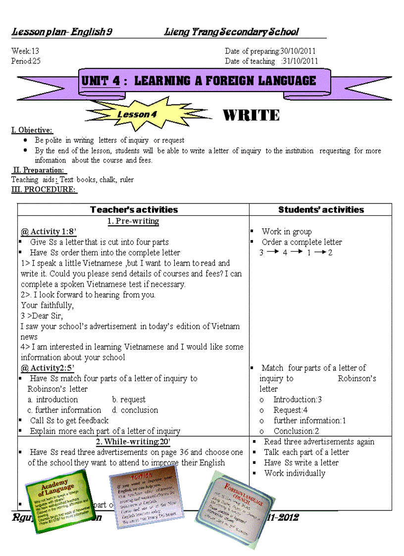 English 9 tiết 25