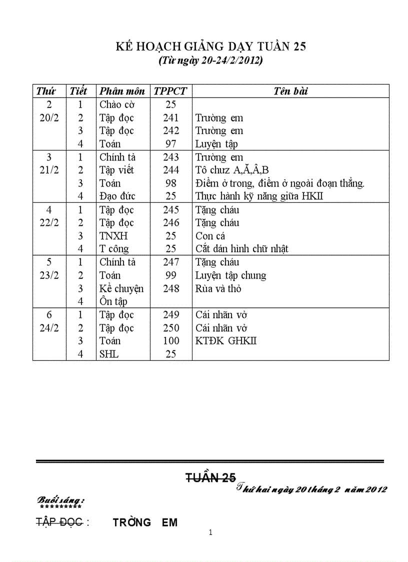 GA lớp 1 tuần 25 26