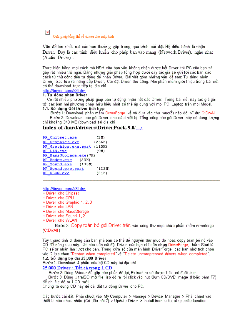Giải pháp tổng thể về driver cho máy tính