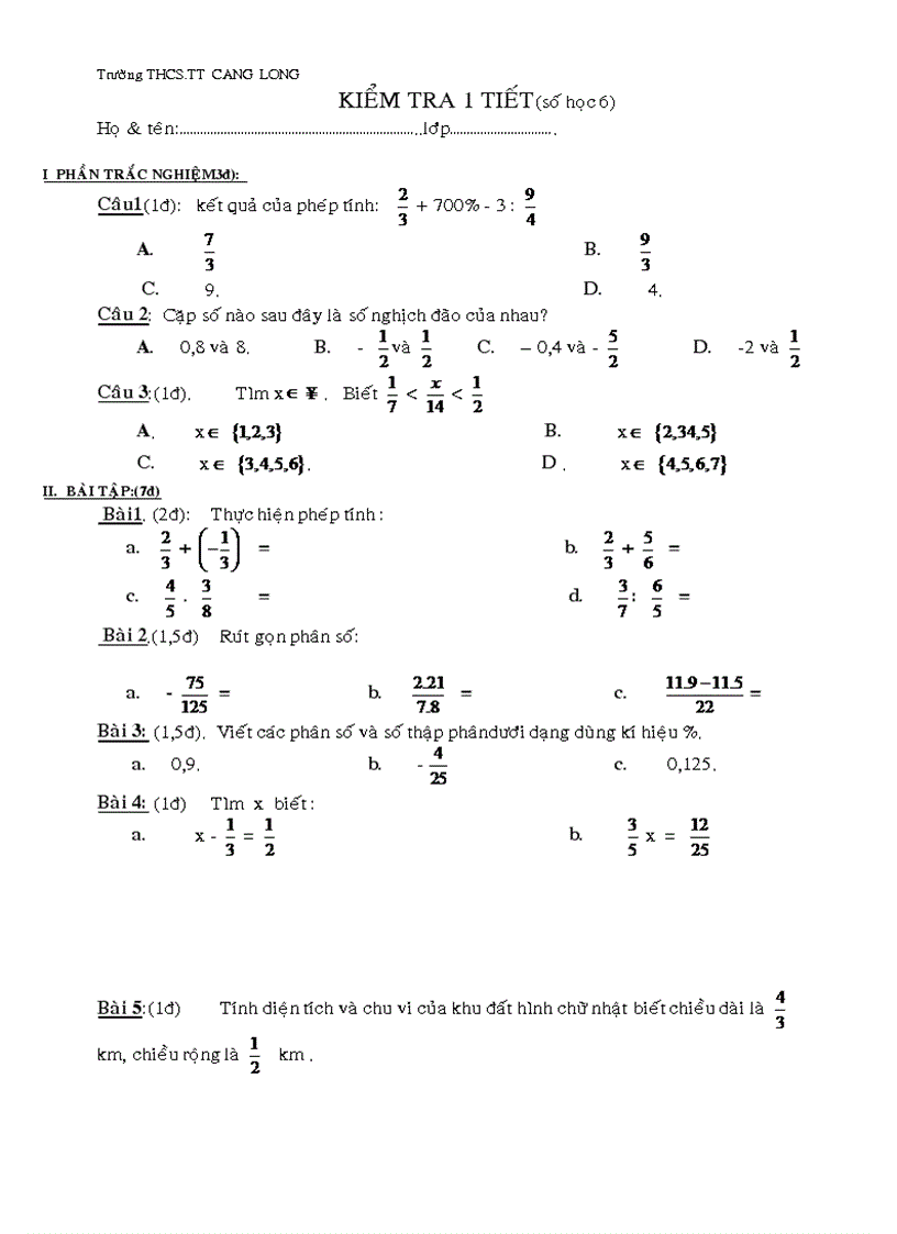 Đề kiểm tra k 6