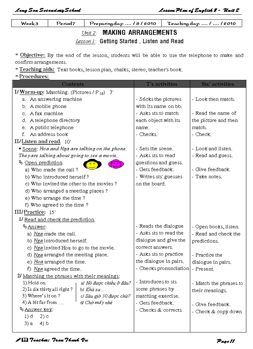 Giao an English 8 2010 2011