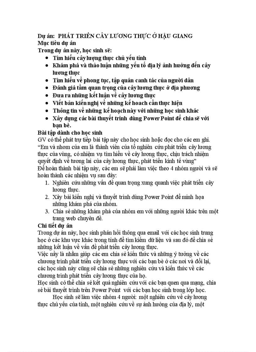 Dự án PHÁT TRIỂN CÂY LƯƠNG THỰC Ở HẬU GIANG 3 doc