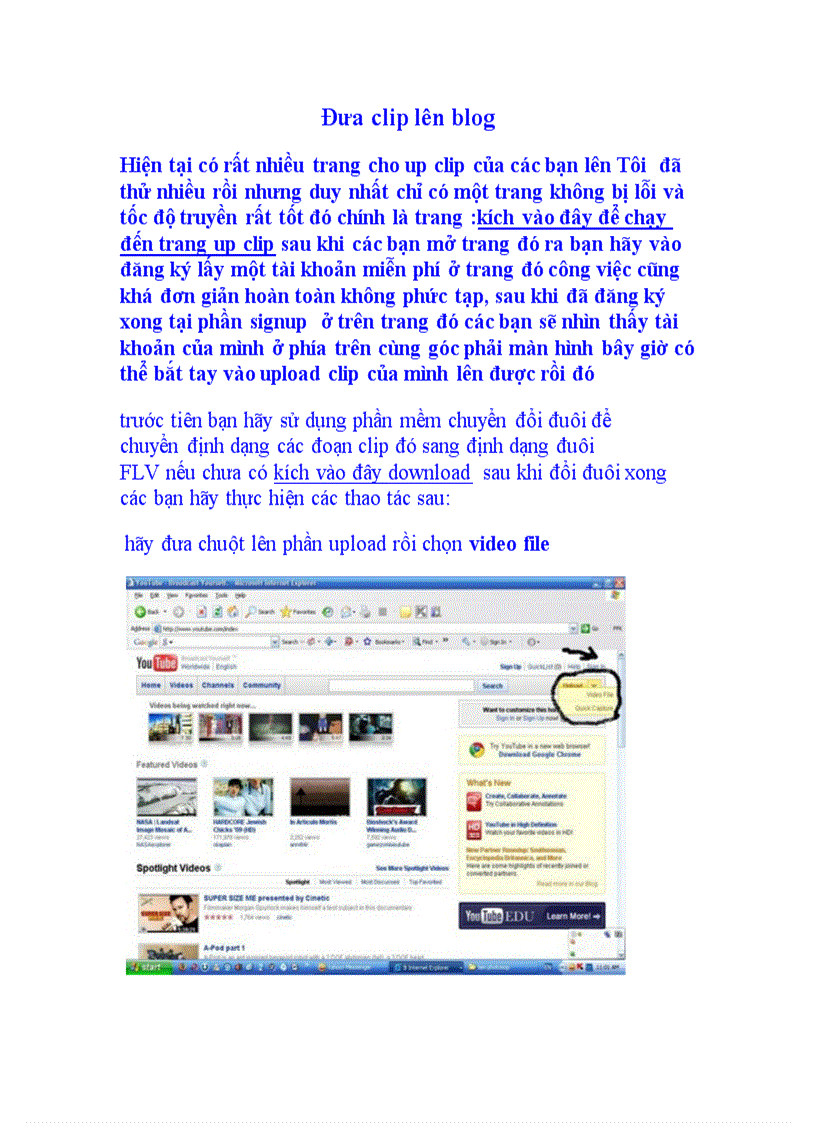 Đưa Clip lên Blog