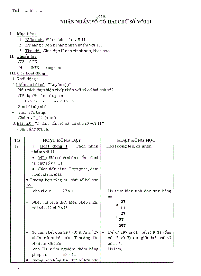 GA các môn L4 Tuần 13