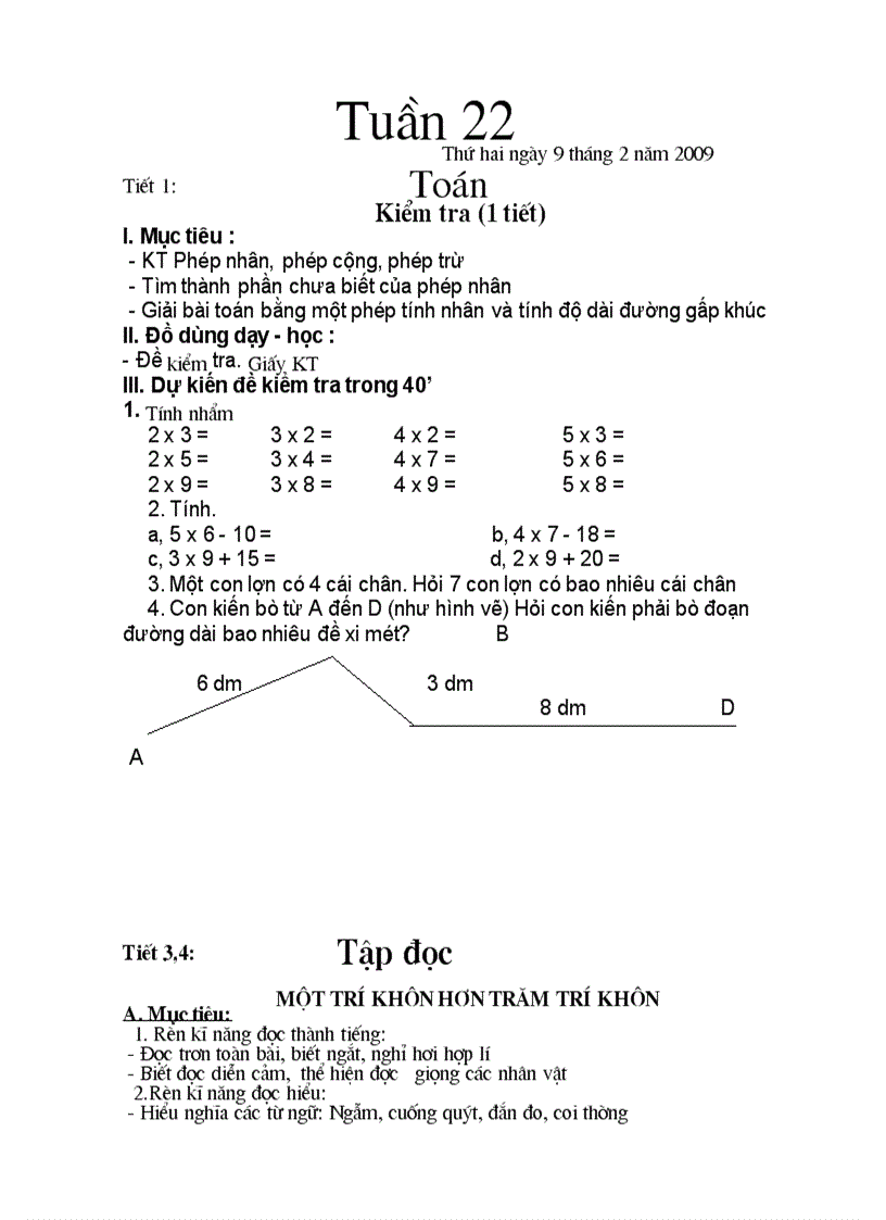 GA lớp 2 tuần 22