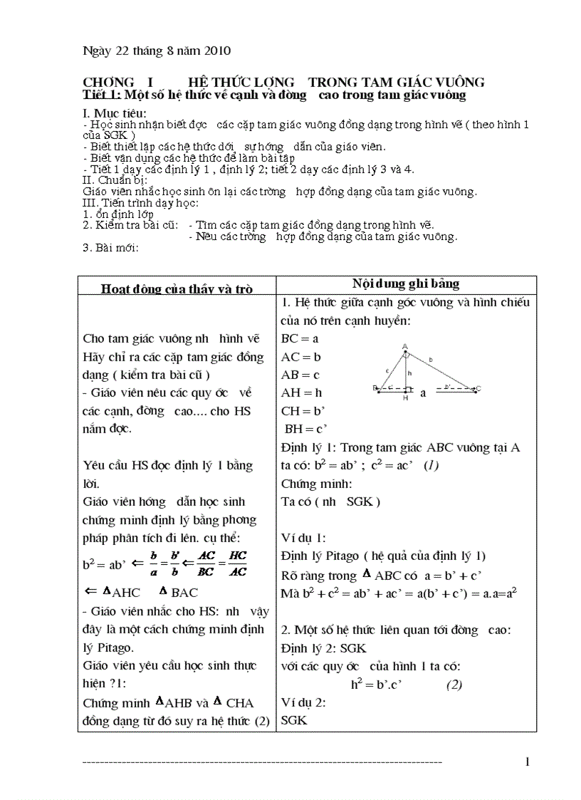 Giáo án hình học lớp 9