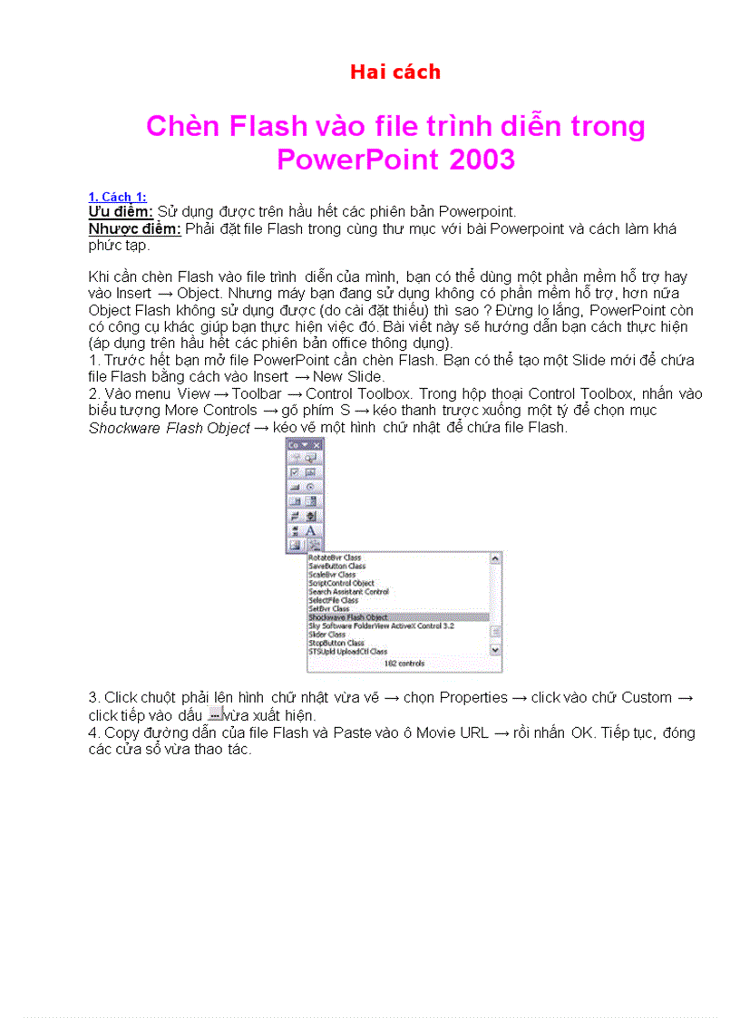 Hướng dẫn chèn flastvào ppt