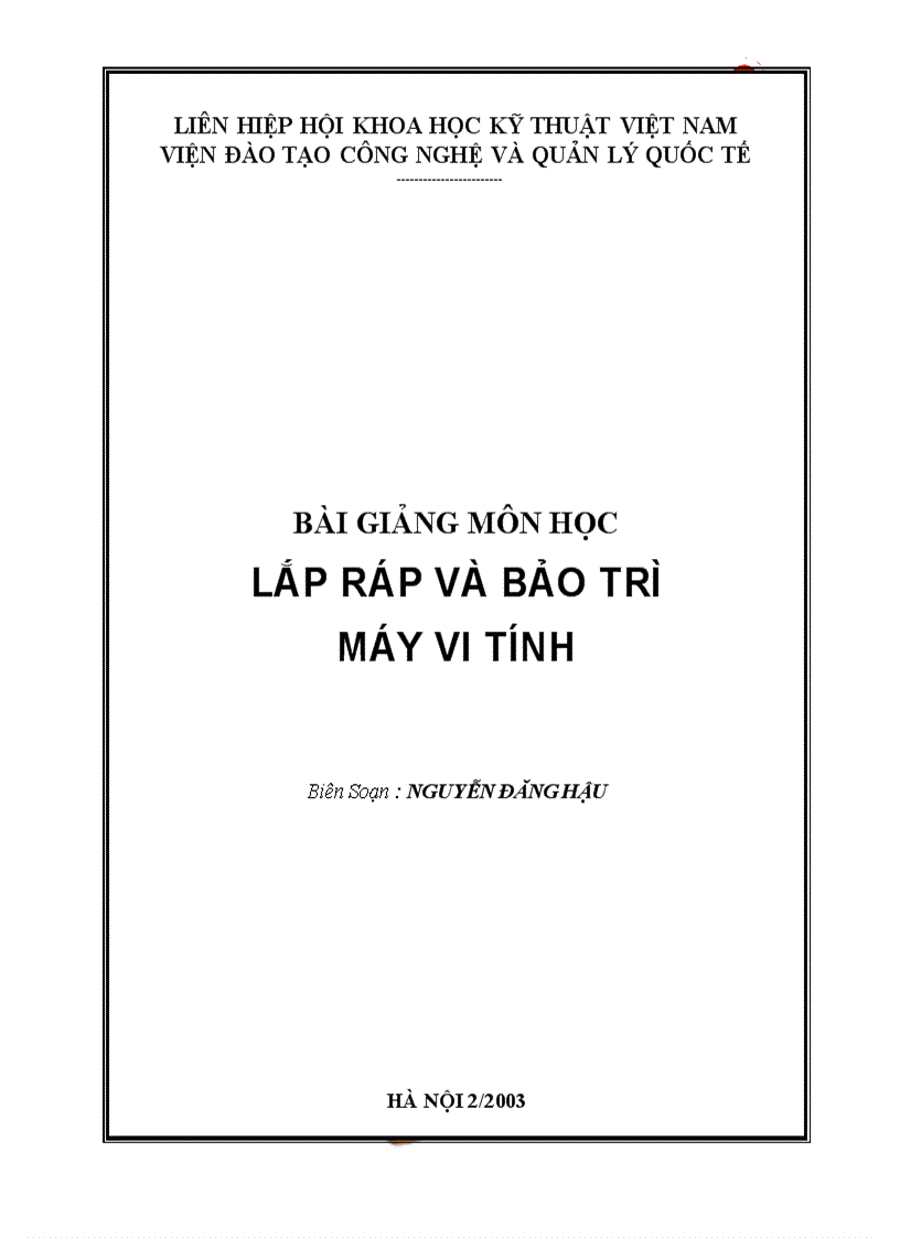 Giáo trình lắp ráp sữa chữa máy tính