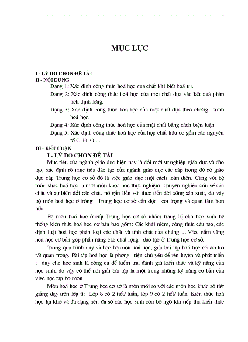 Hướng dẫn học sinh nắm vững các công thức hóa học