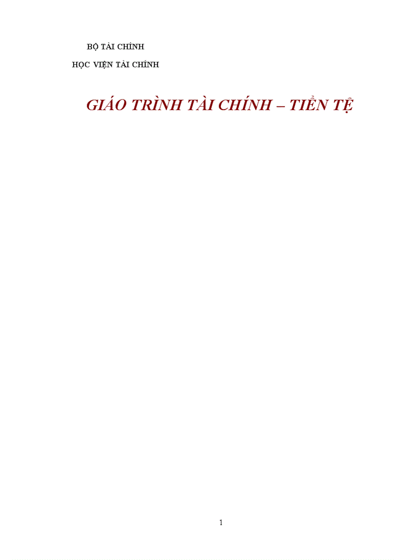 Giáo trình tài chính tiền tệ