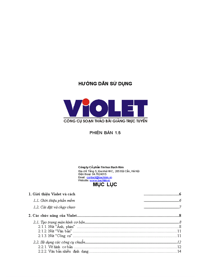 Hướng dẫn sử dụng VIOLET 1 5