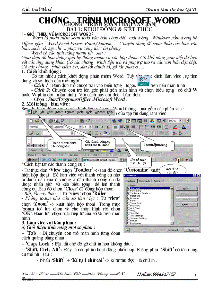 Giáo trình Microsoft Word kèm bài tập thực hành