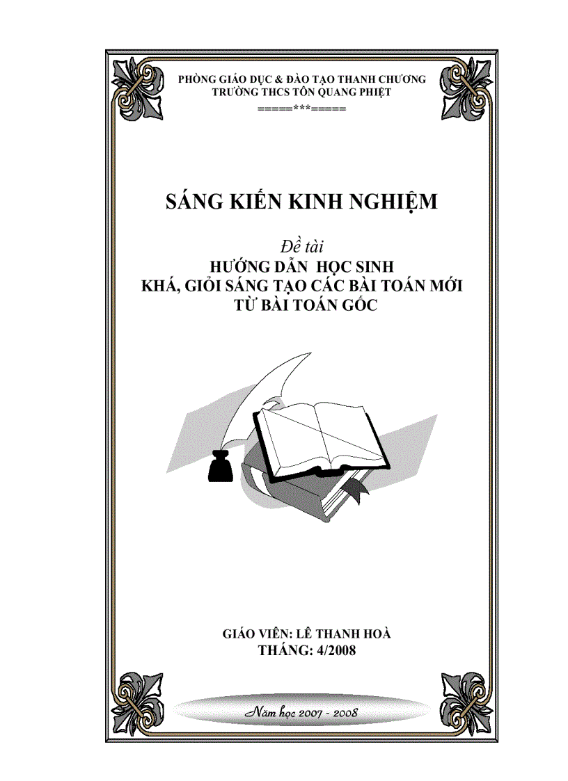 Hướng dẫn hs khá giỏi sáng tạo các bài toán mới