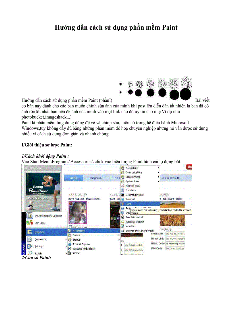 Huong dan su dung Paint cua Windows