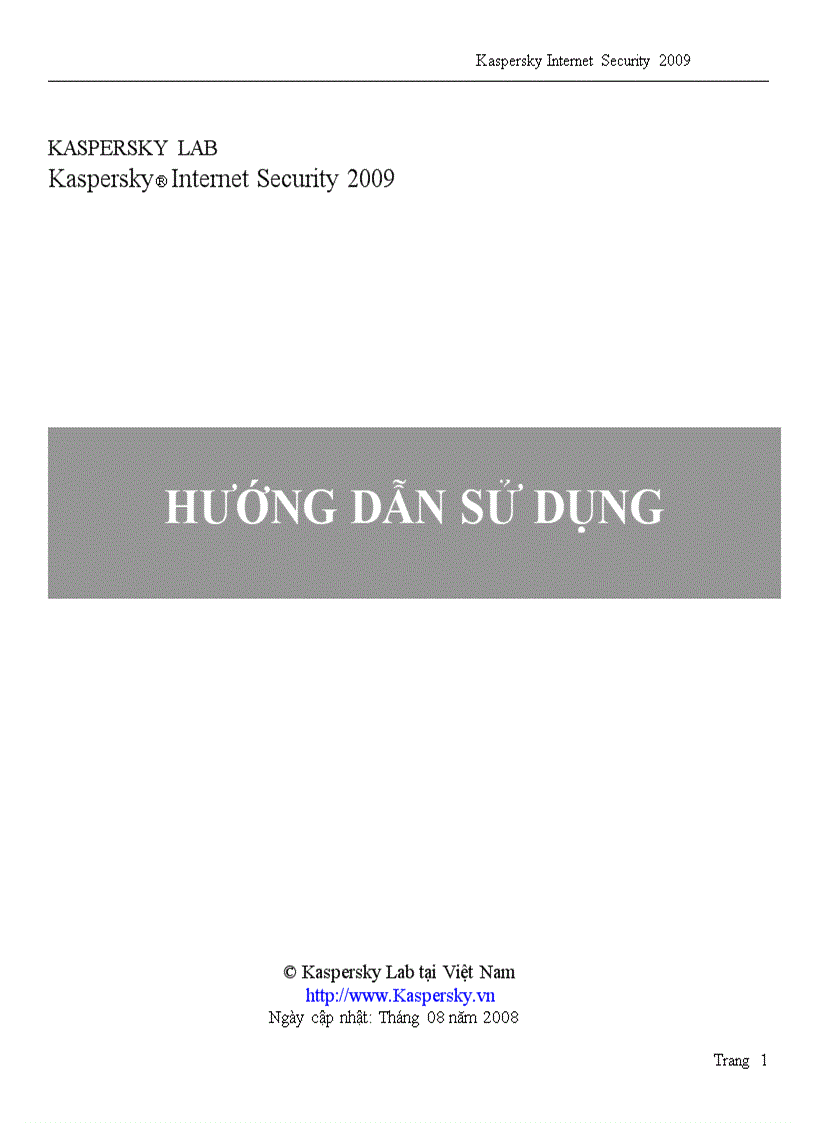 Hướng dẫn sử dụng Kapersky 2009