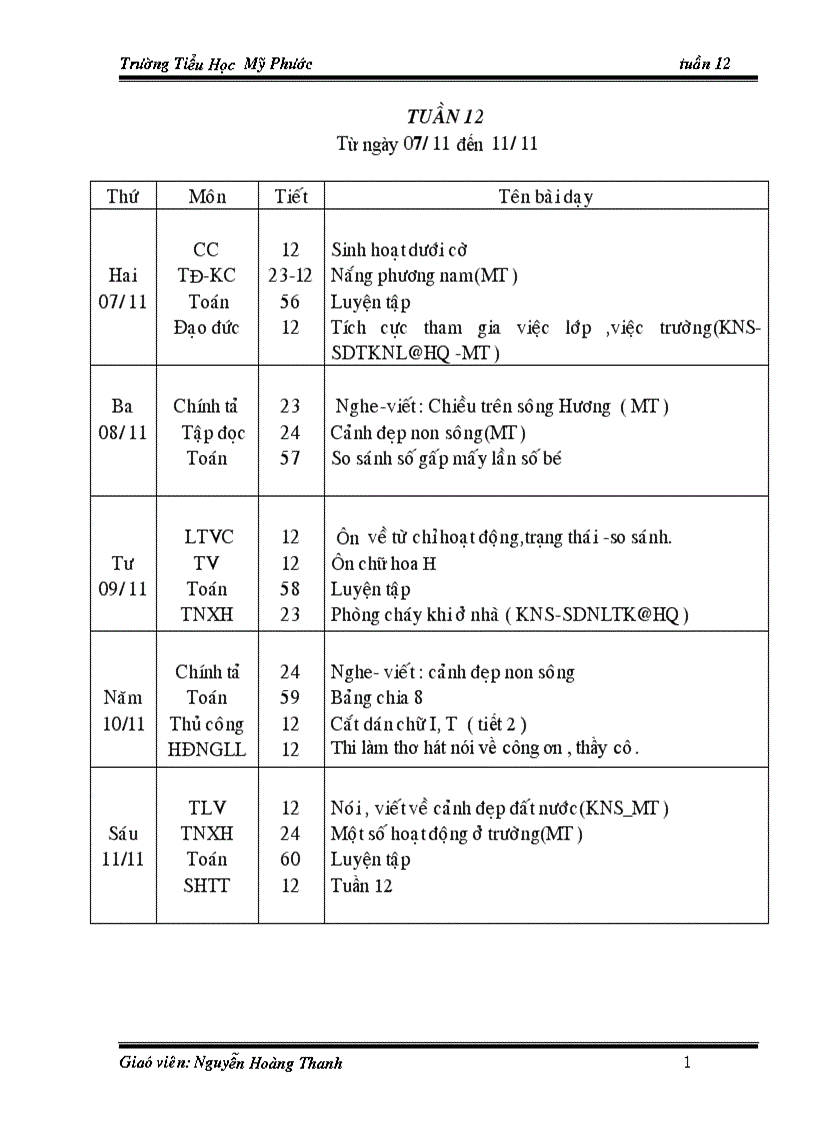 Giáo án lớp 3 tuần 12 1