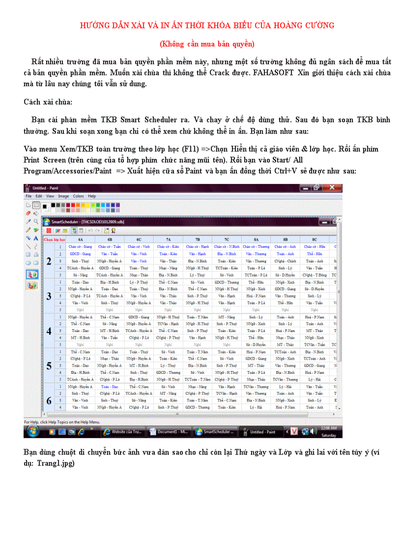 Hướng dẫn xài miễn phí và in ấn thời khóa biểu của hoàng cường