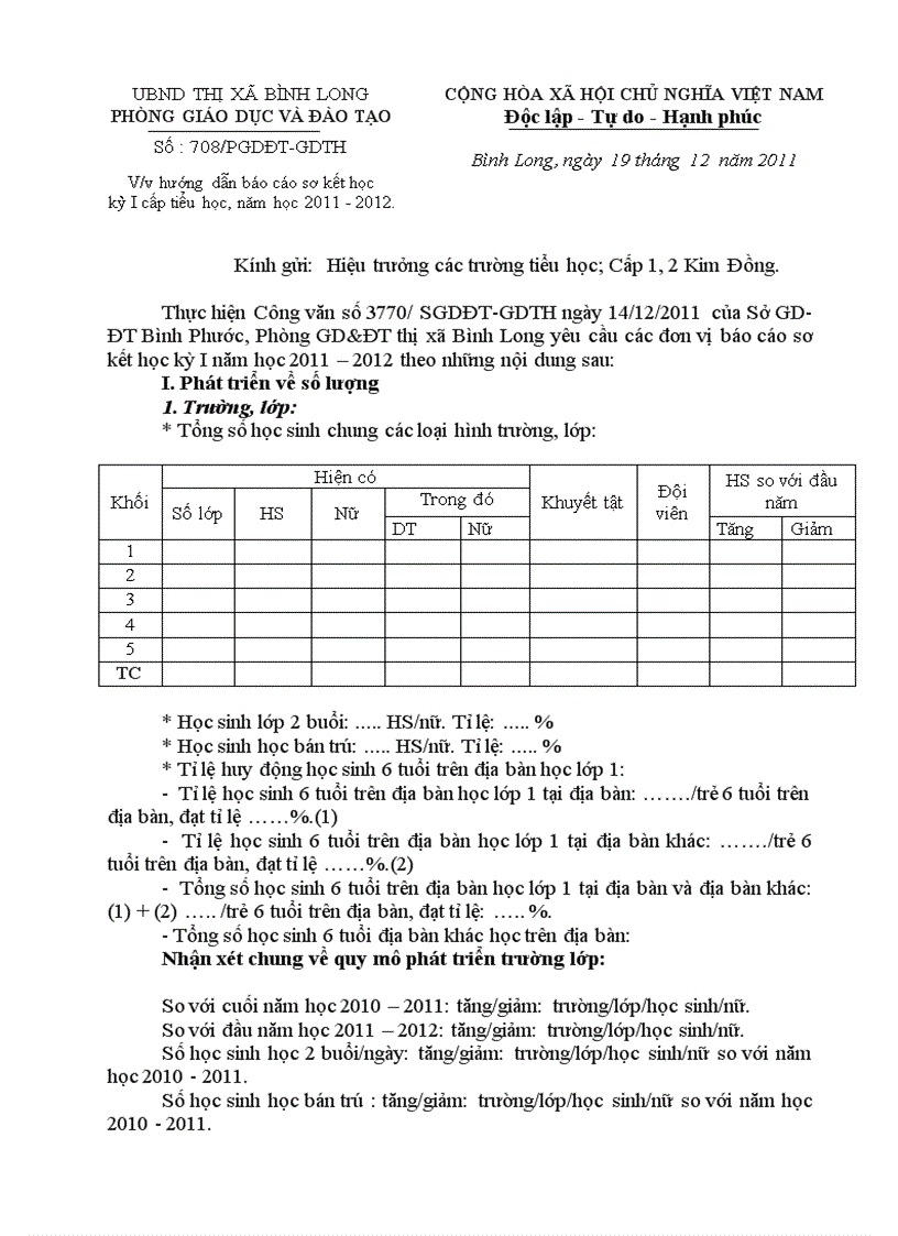 Hướng dẫn báo cáo sơ kết HKI