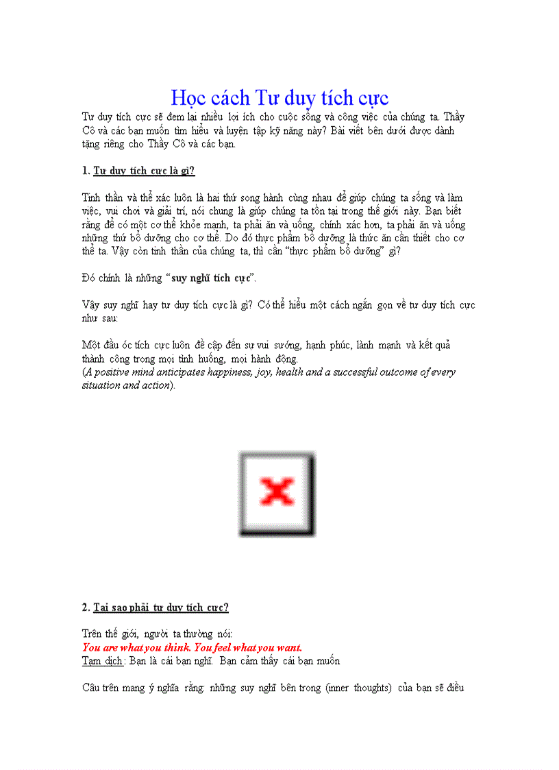 Học cách Tư duy tích cực doc