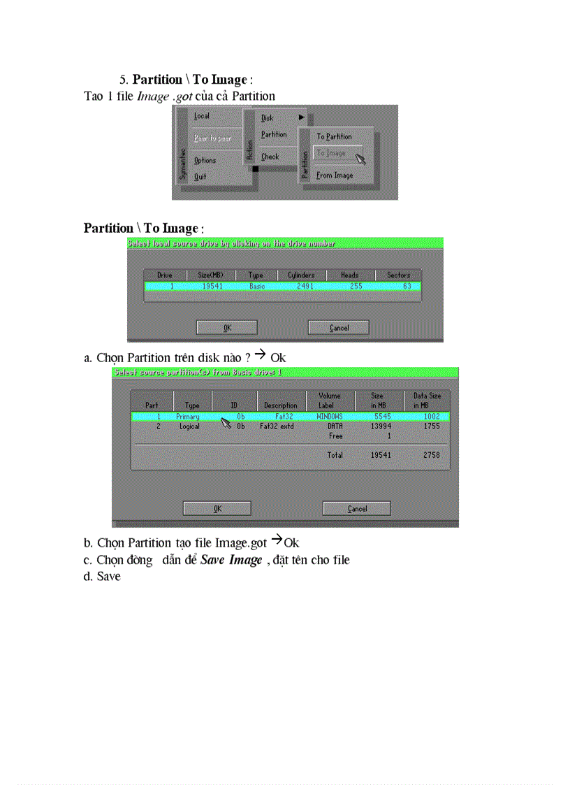 Hương dan ghost partition to image