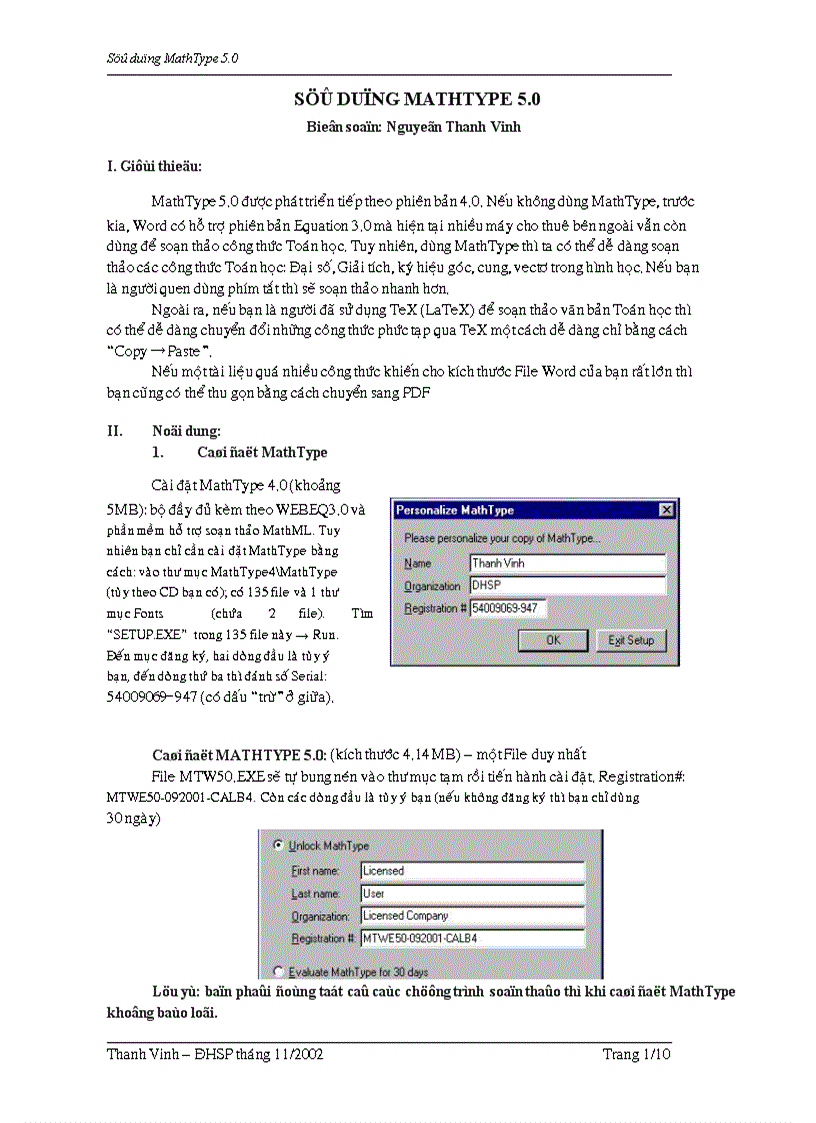 Hướng dẫn MathType 5 0