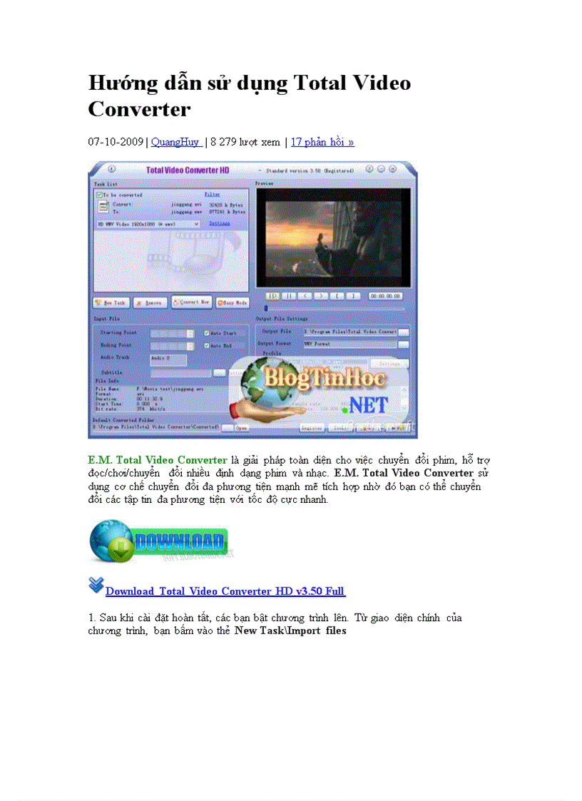 Hướng dẫn sử dụng Total Video Converter