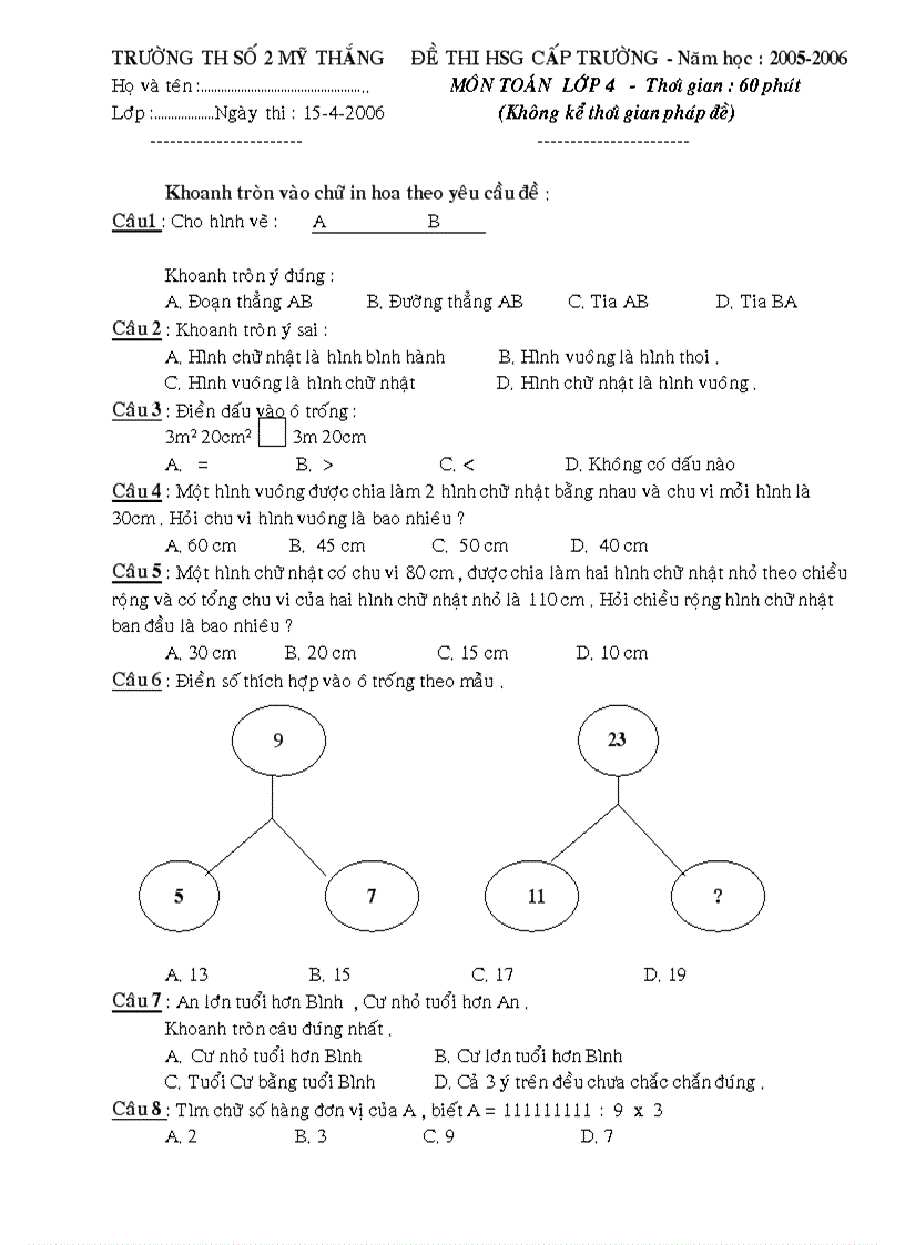 HSG cấp trường