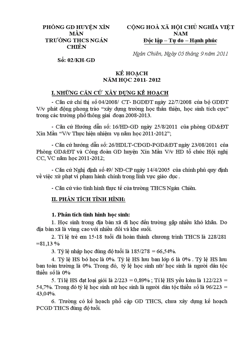 Ke hoach nam hoc Du an KKN