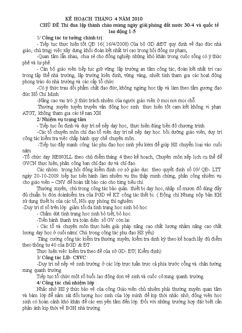 Kê hoạc tháng tư