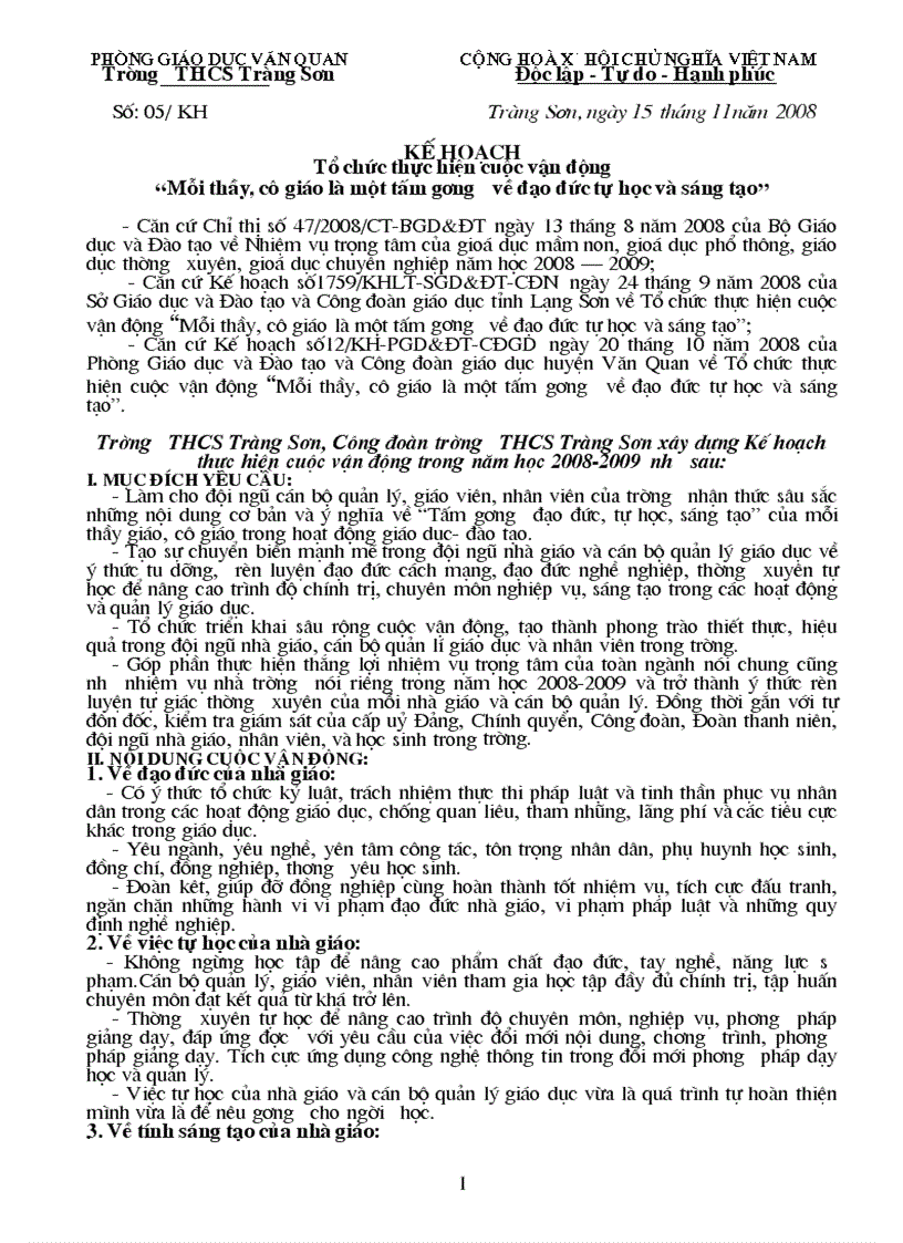 Ke hoach Moi thay co giao tu hoc sang tao