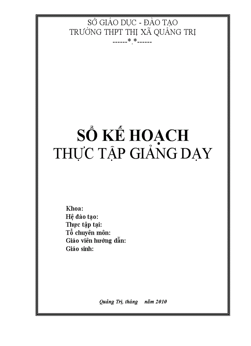 Kế hoạch thực tập giảng dạy