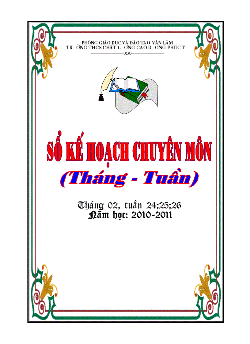 Kế họch chuyên môn tháng 2 Tuần 24 25 26