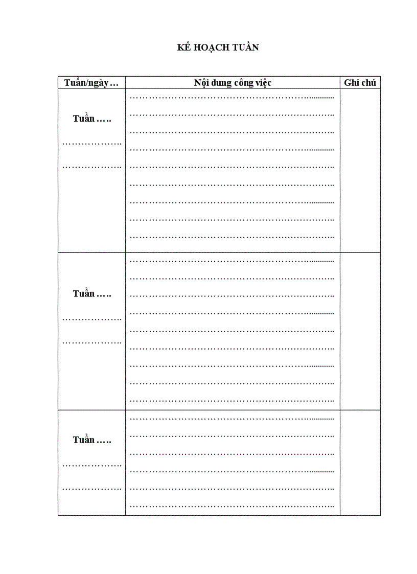 Kế hoạch tuần của bgh