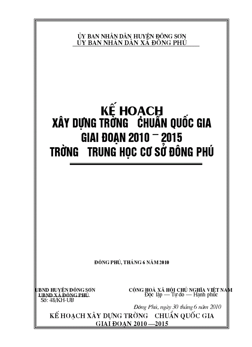 Kế hoạch xd cqg trường thcs đông phú