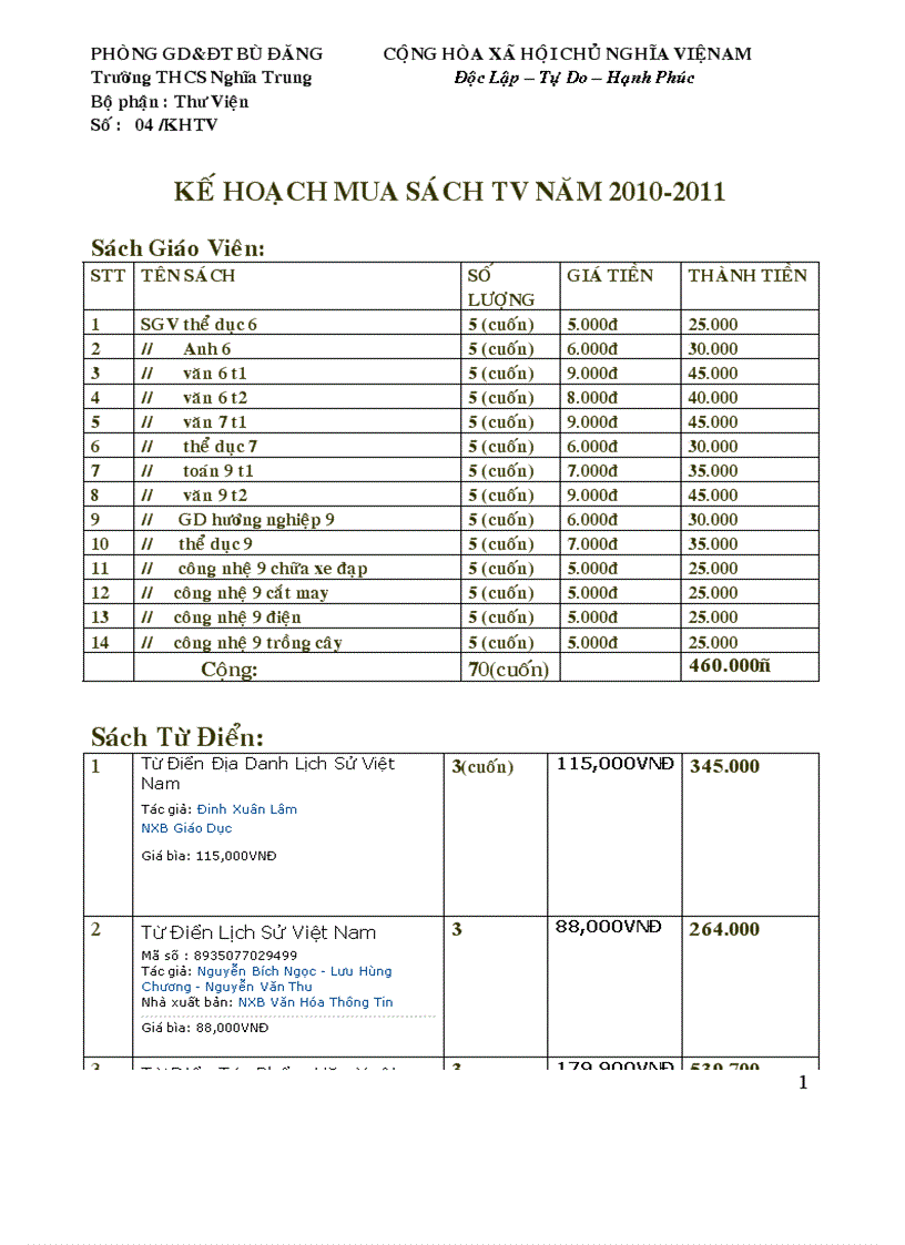 KH mua sach TV 2010 2011