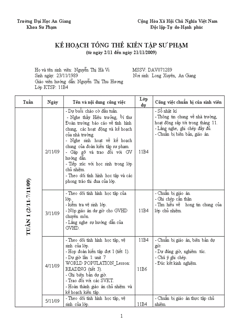 Kế hoạch kiến tập