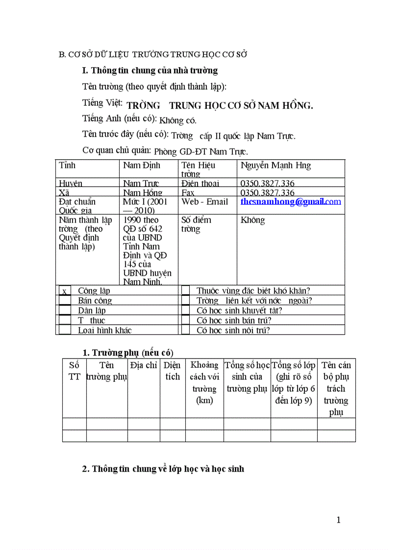 Kiểm định chất lượng THCS 1