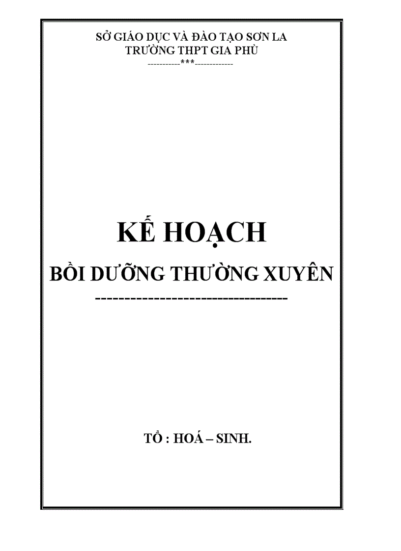 Kế hoạch bdtx giáo viên