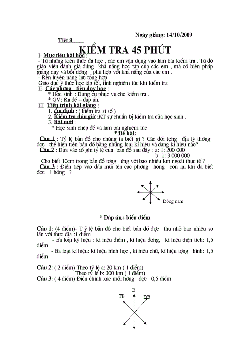 Kiểm tra 1 tiết địa 6