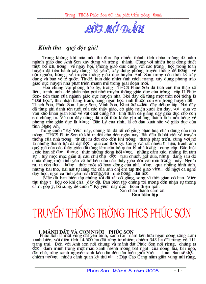 Kỷ yếu THCSPhúcSơn Anh Sơn NA
