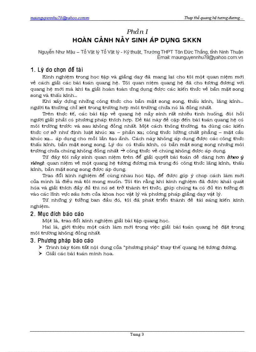 Một cách giải bài tập Quang hình môn Vật lý 11