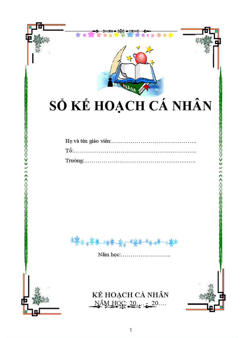 Mẫu sổ kế hoạch cá nhân 1